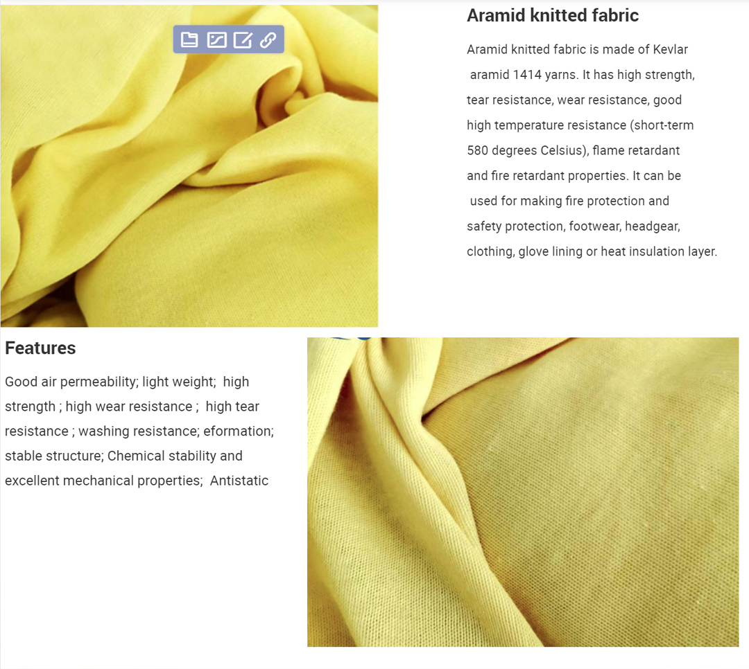 Cut Resistant - Bulletproof - Kevlar fabric - Para Aramid Knitted